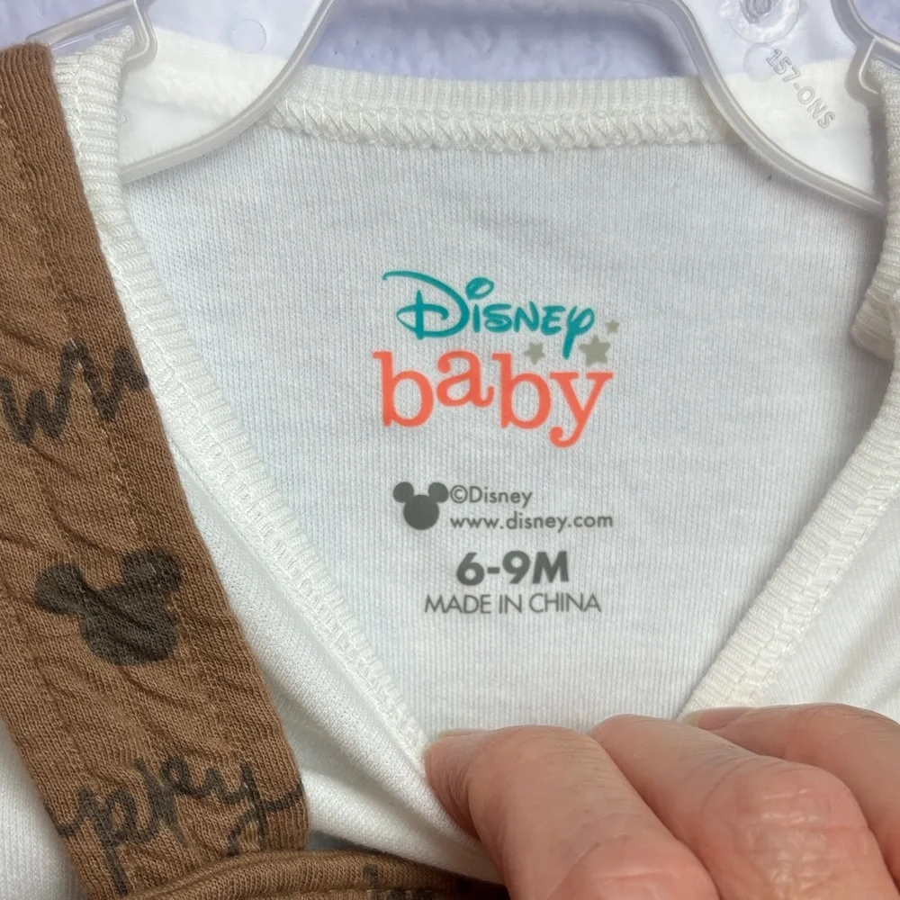 Mickey Mouse Disney Overalls Subtle Branding White Onesie Mickey Graphic Feature